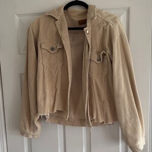 Beige Corduroy Crop Jacket - Women